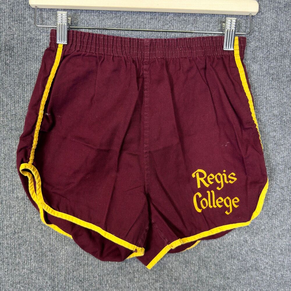 True Vintage Regis College MA Basketball Shorts Maroon Gym Athletic 60's Men's S